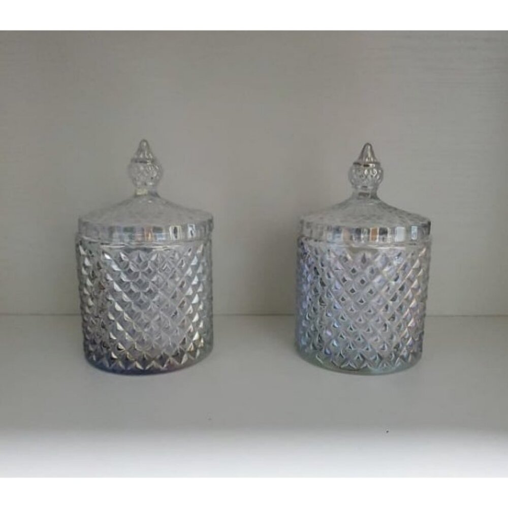 2 pack Decorative Jar Qtips Holder Dispenser Glass Storage Container